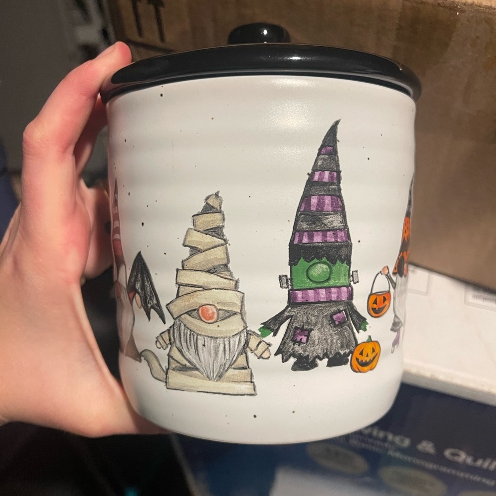 Cobwebs & Cauldrons Halloween Gnome Jar Holiday Mummy Wizard Frankenstein - Picture 1 of 6